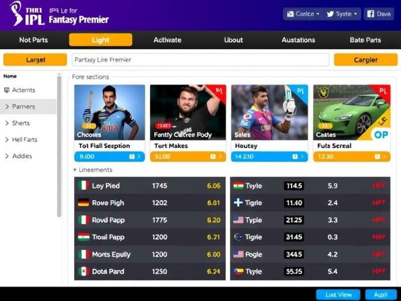 IPL Fantasy Premier Game Interface